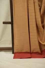 Brown- Yellow  Cotton IIkal Saree - SRYBCIS1158