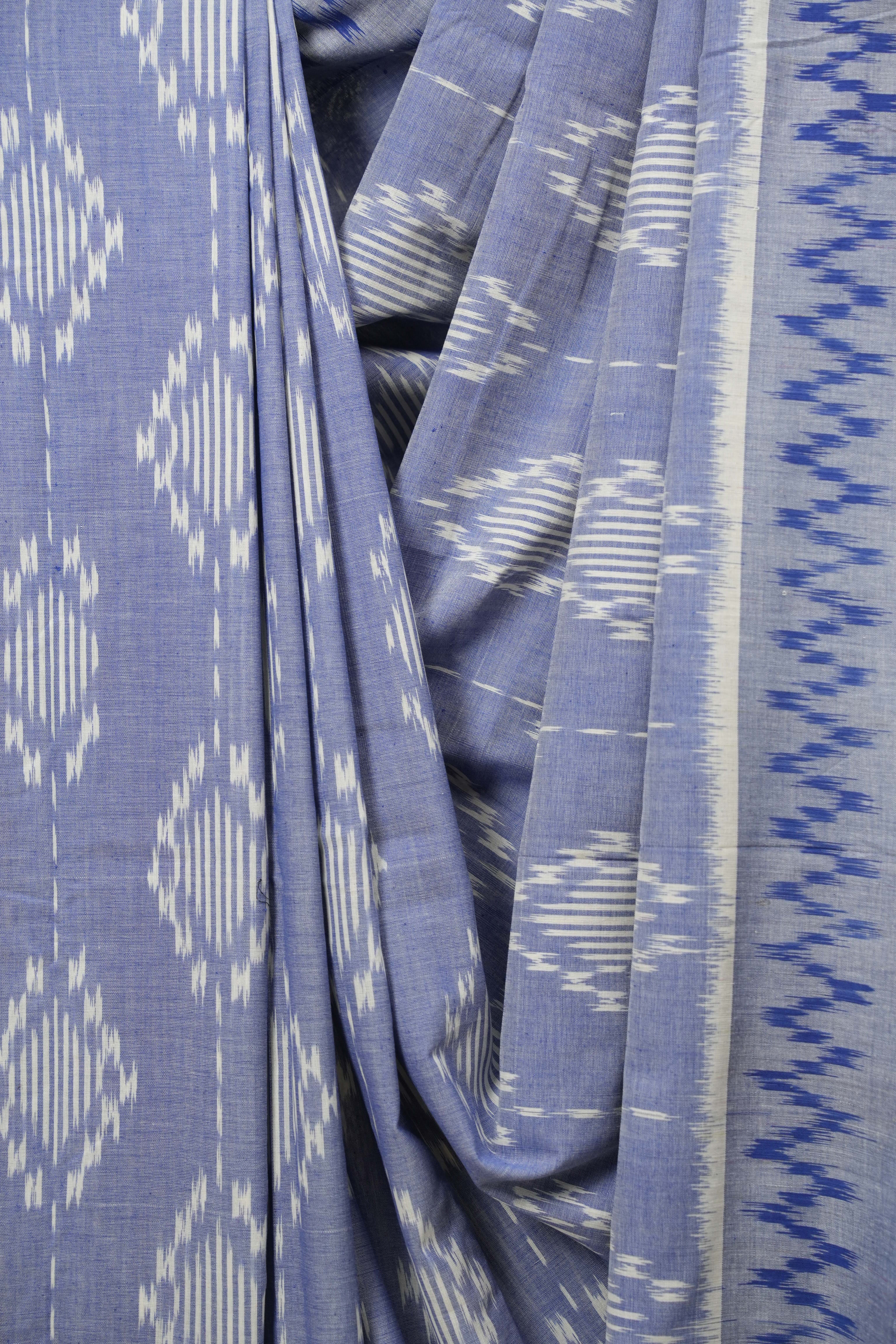 Blue Pochampalli Cotton Ikat Saree - SRBPCIS744