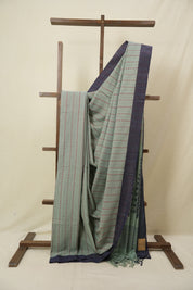 Seafoam Green Bengal Cotton Saree - SRSGBCS122