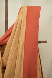 Brown- Yellow  Cotton IIkal Saree - SRYBCIS1158