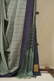 Seafoam Green Bengal Cotton Saree - SRSGBCS122