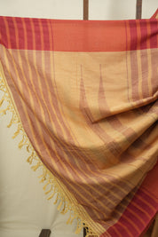 Brown- Yellow  Cotton IIkal Saree - SRYBCIS1158