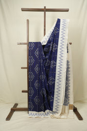 Navy Blue Pochampalli Cotton Ikat Saree - SRNBPCIS741