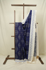 Navy Blue Pochampalli Cotton Ikat Saree - SRNBPCIS741