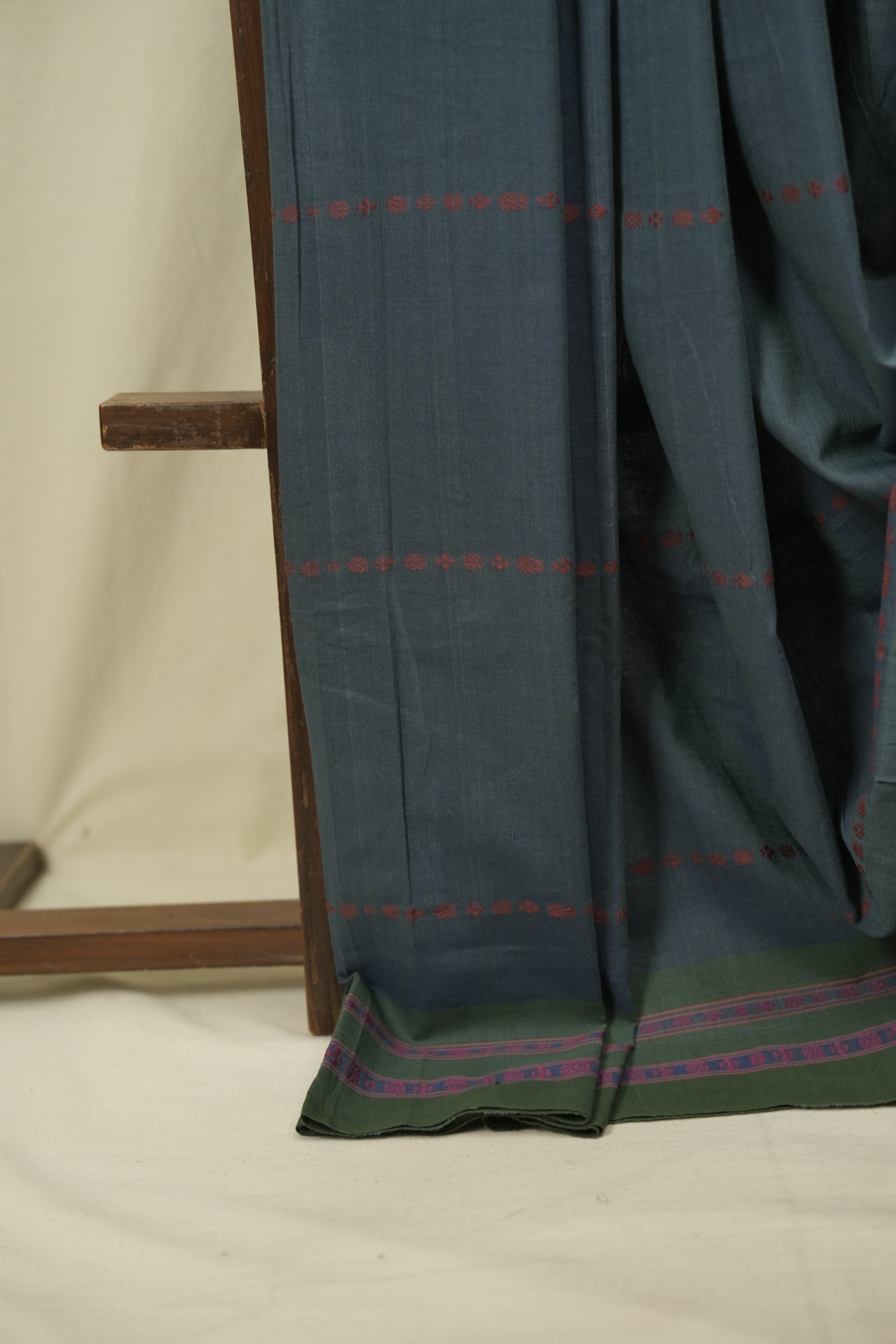 Dual Tone Blue Cotton IIkal Saree - SRDTBCIS1157