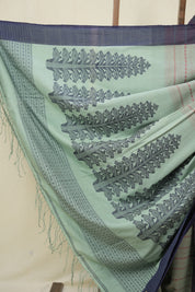 Seafoam Green Bengal Cotton Saree - SRSGBCS122