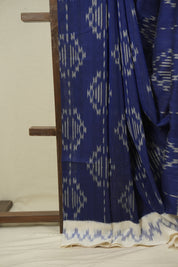 Navy Blue Pochampalli Cotton Ikat Saree - SRNBPCIS741