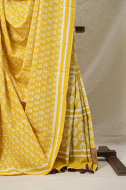 Yellow HBP Cotton Saree - SRYCS3047