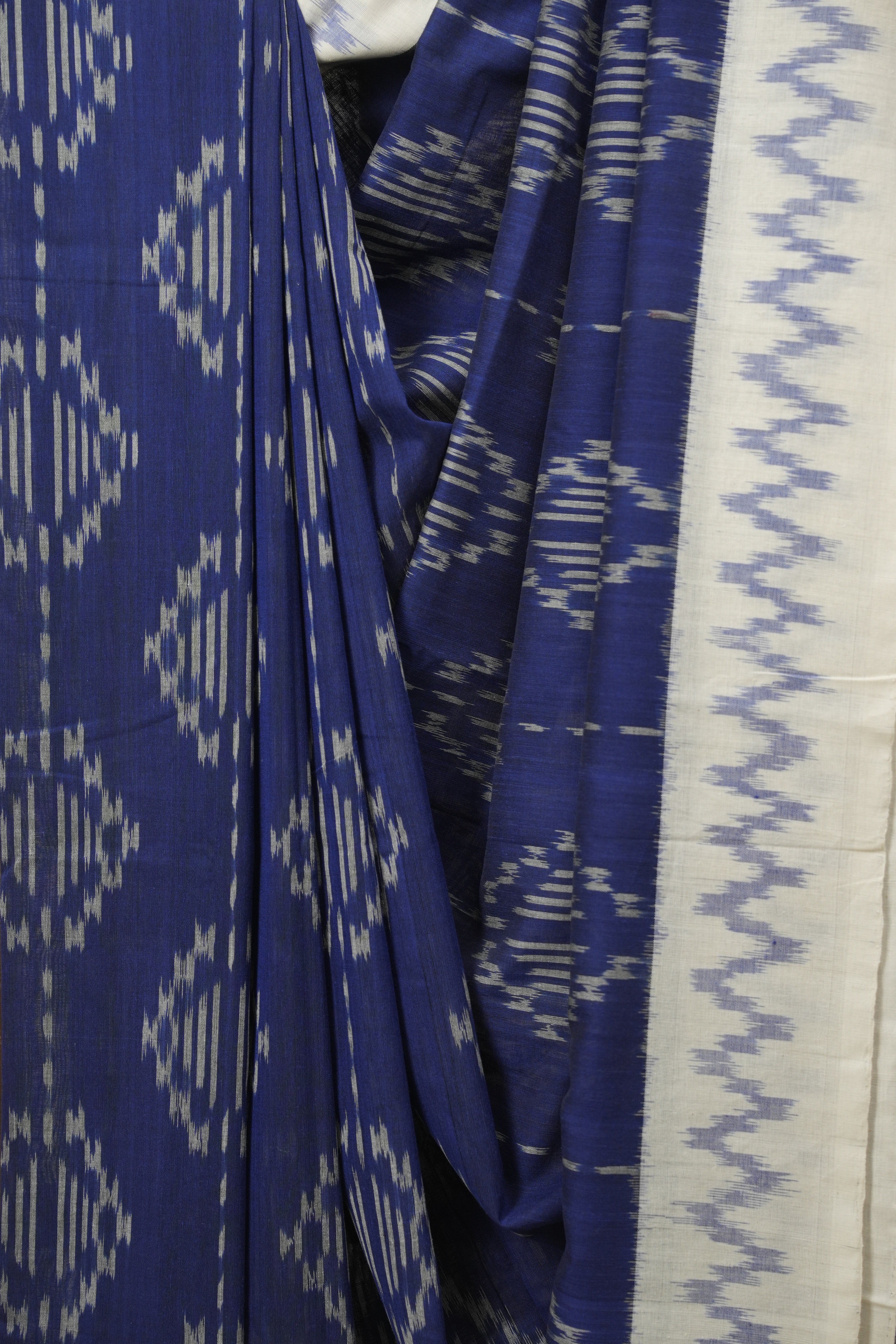 Navy Blue Pochampalli Cotton Ikat Saree - SRNBPCIS741