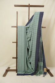 Seafoam Green Bengal Cotton Saree - SRSGBCS124