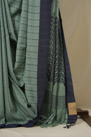 Seafoam Green Bengal Cotton Saree - SRSGBCS124