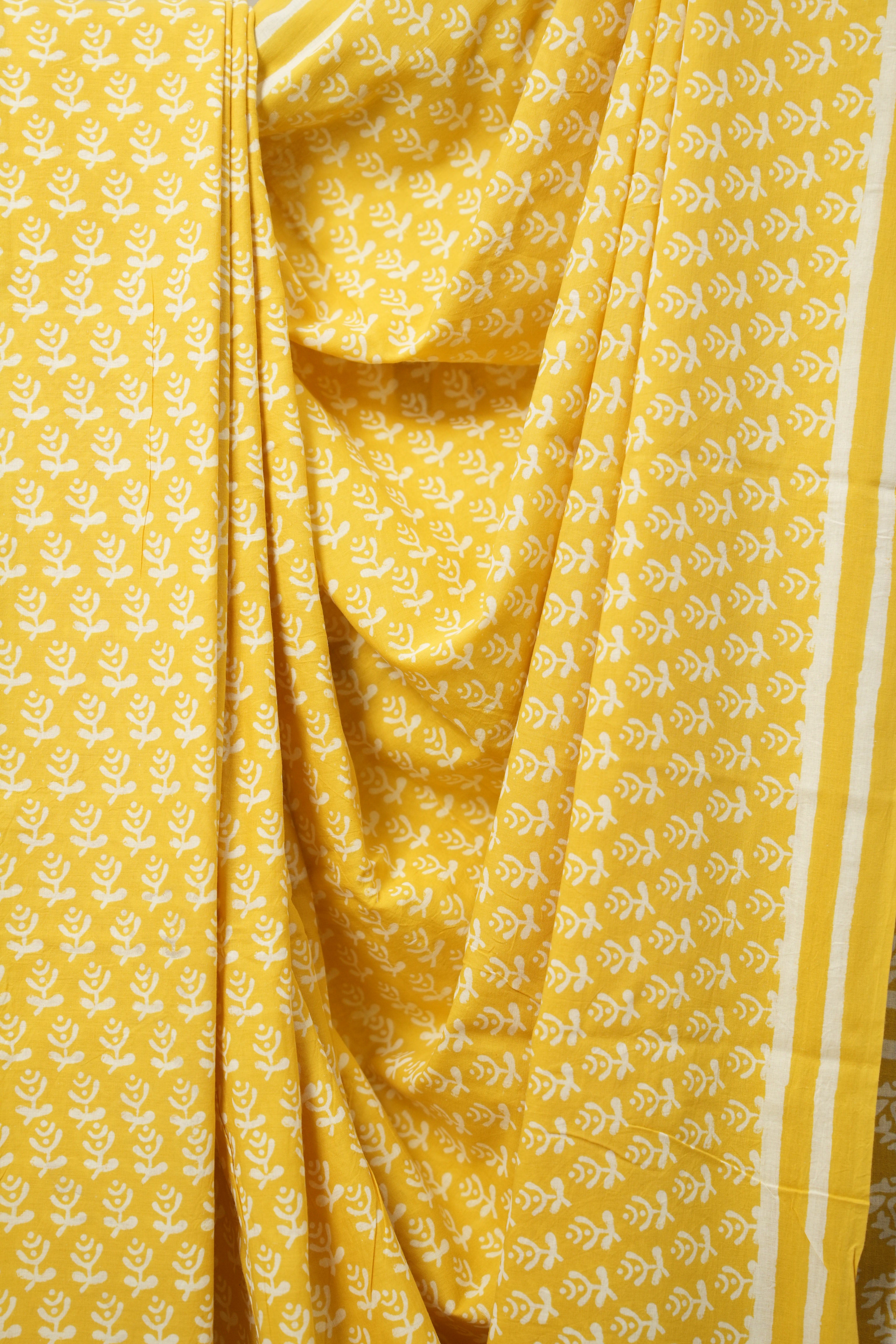 Yellow HBP Cotton Saree - SRYCS3047