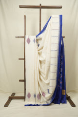 White Pochampalli Cotton Ikat Saree - SRWPCIS738