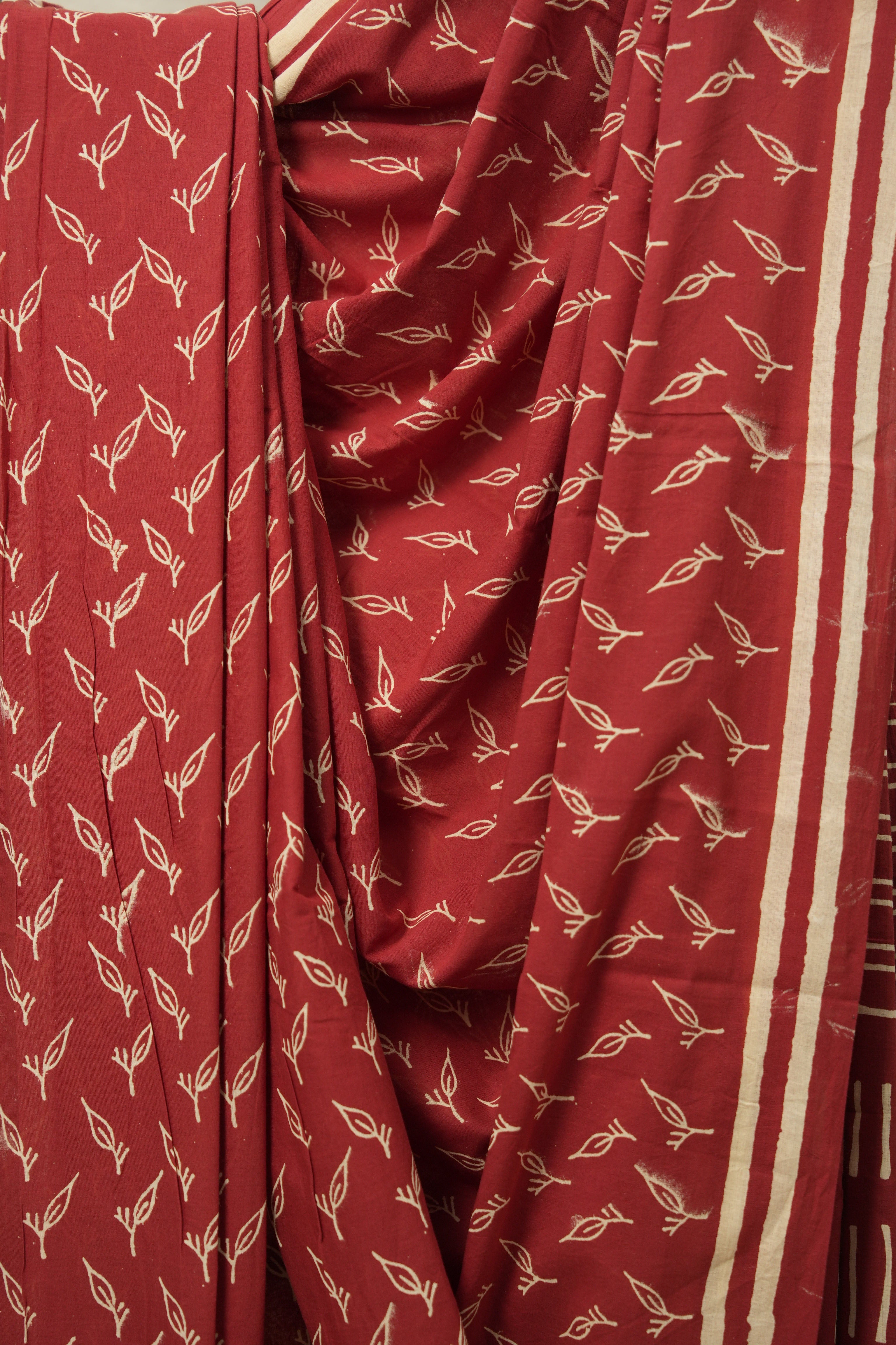 Maroon HBP Cotton Saree - SRMCS3046