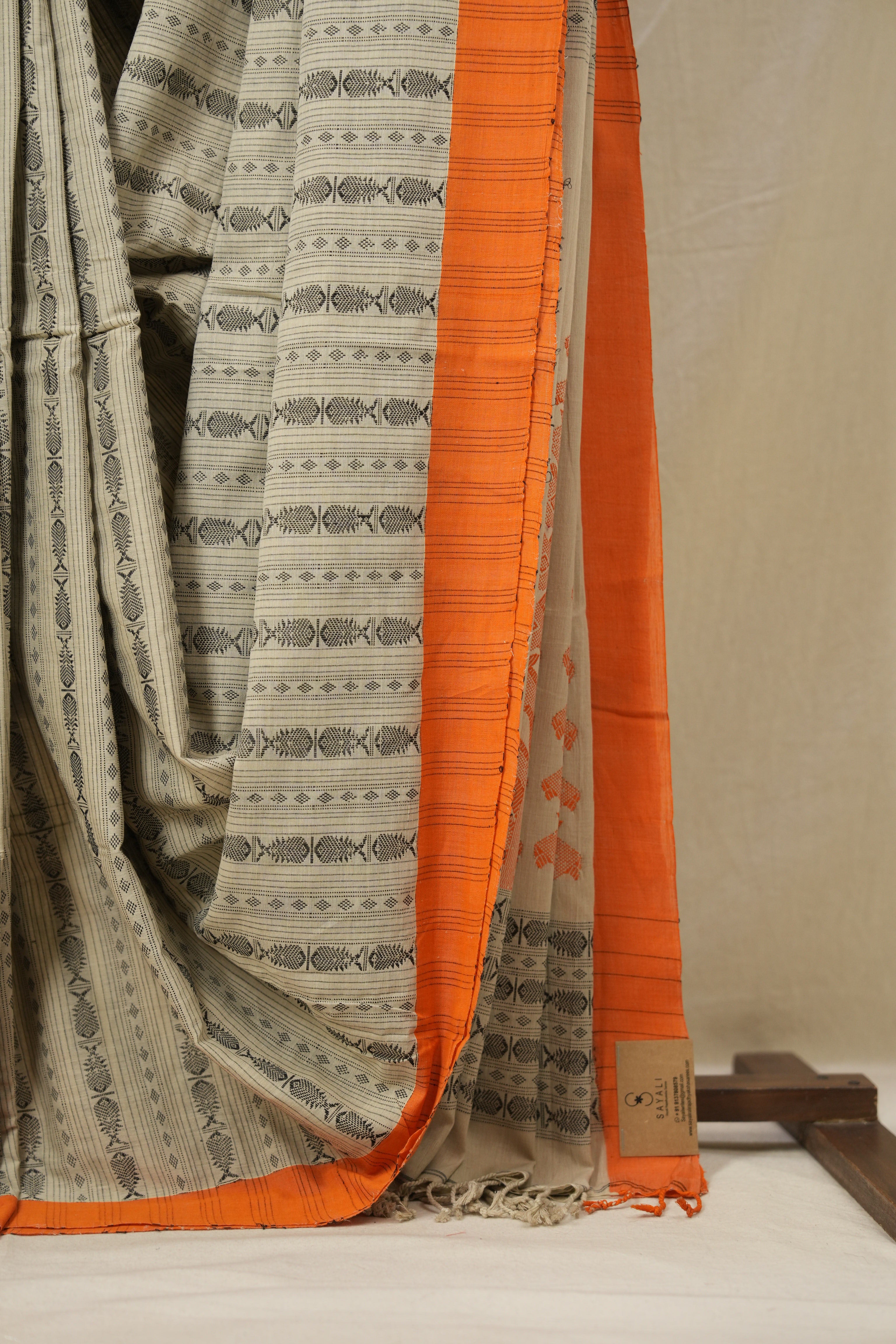 Cream Beige Bengal Cotton Saree - SRCBBCS125