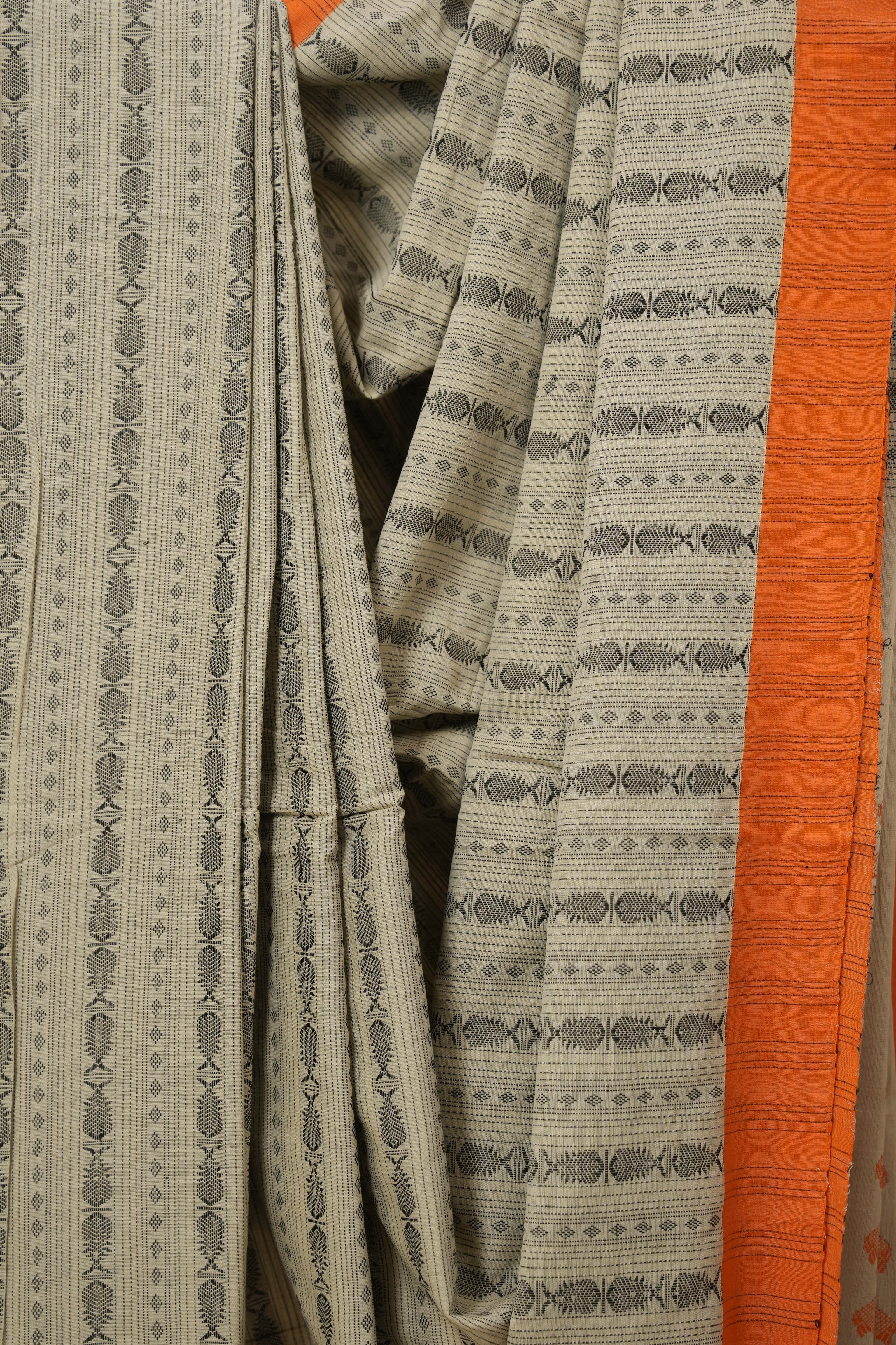 Cream Beige Bengal Cotton Saree - SRCBBCS125