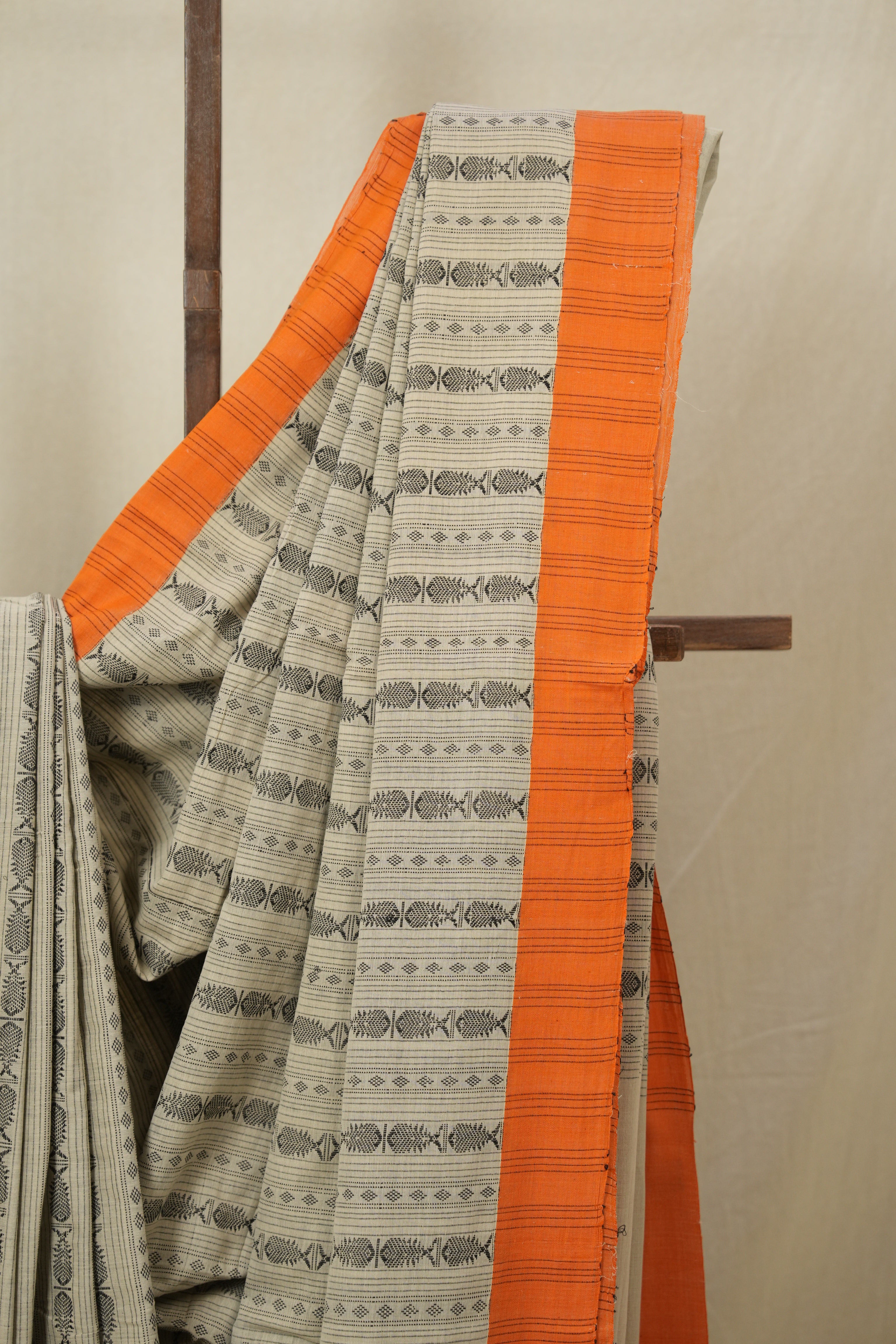 Cream Beige Bengal Cotton Saree - SRCBBCS125
