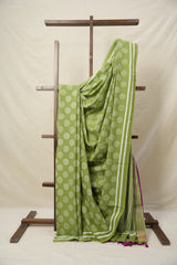 Pista Green HBP Cotton Saree - SRPGCS3045