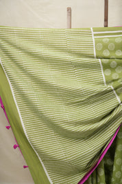 Pista Green HBP Cotton Saree - SRPGCS3045