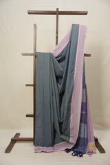 Two Tone Blue Plain Cotton Ilkal Saree - SRTTBPCIS786