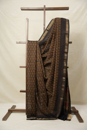 Moss Green HBP Cotton Silk Saree With Maheshwari Border - SRMGCSS1414