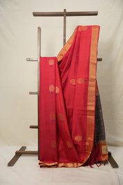 Red Raw Silk Saree - SRRRSS832