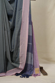 Two Tone Blue Plain Cotton Ilkal Saree - SRTTBPCIS786