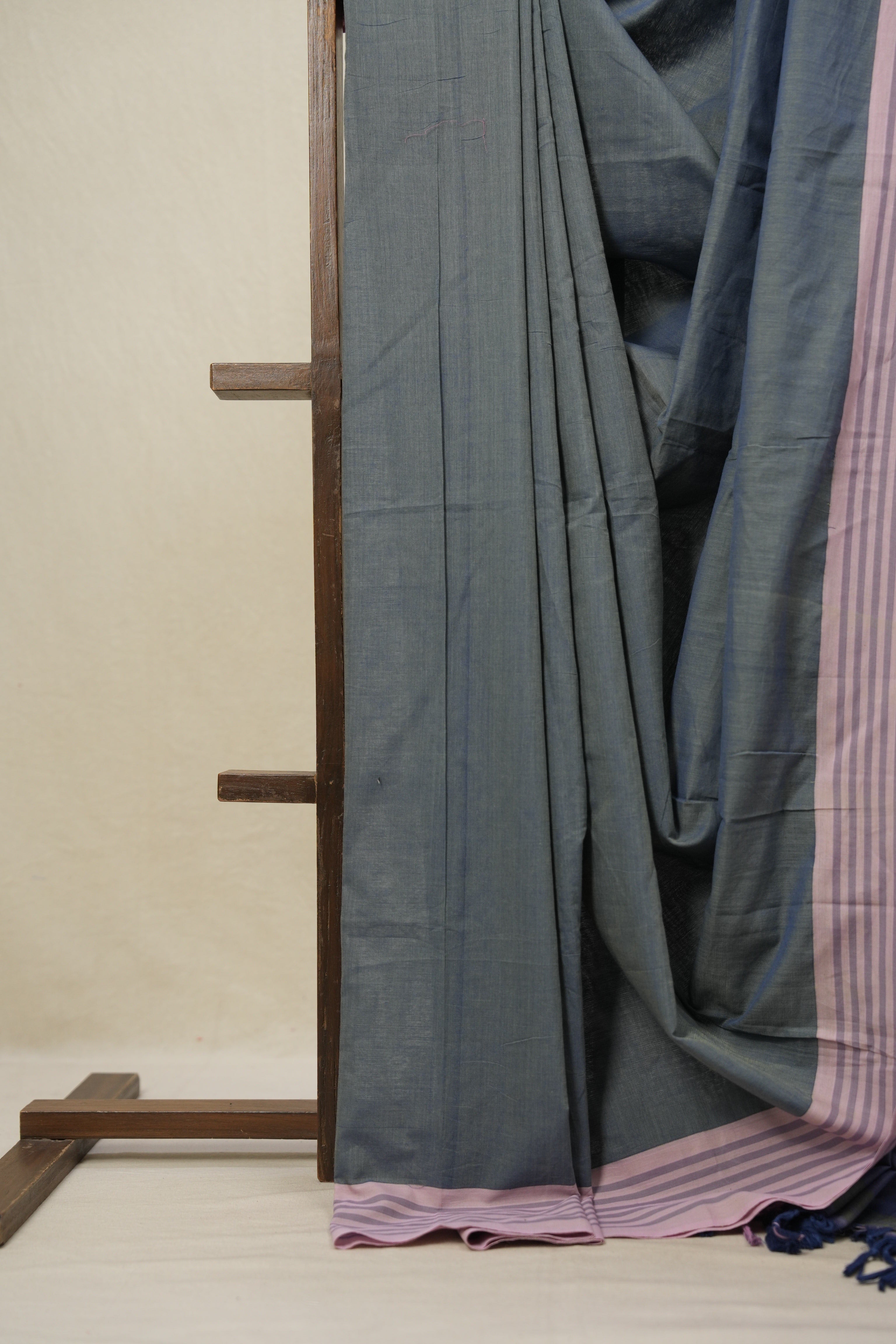 Two Tone Blue Plain Cotton Ilkal Saree - SRTTBPCIS786