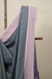 Two Tone Blue Plain Cotton Ilkal Saree - SRTTBPCIS786