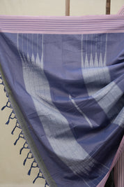 Two Tone Blue Plain Cotton Ilkal Saree - SRTTBPCIS786