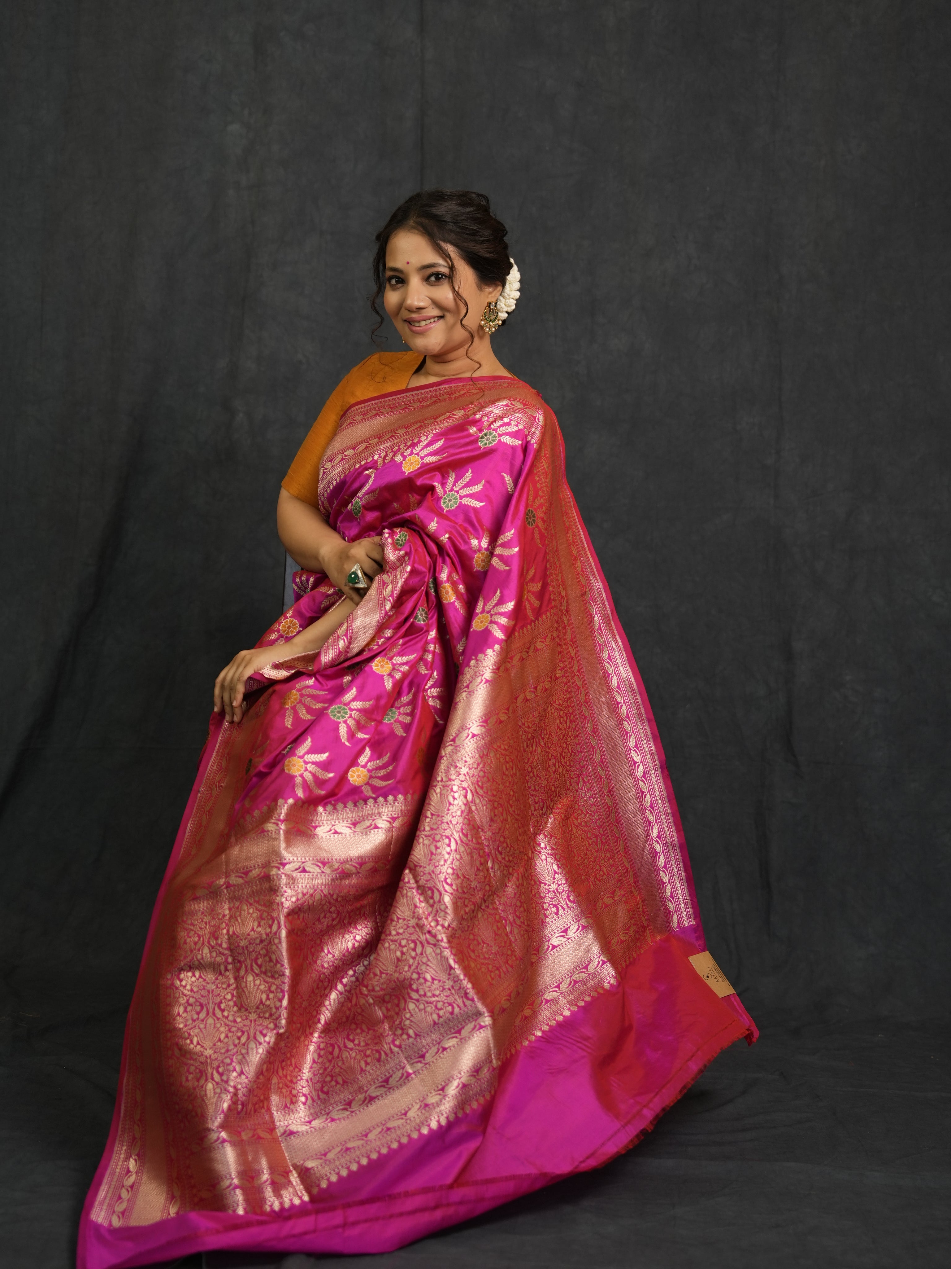 Rani Pink Banarasi Silk Saree - SRRPBSS907