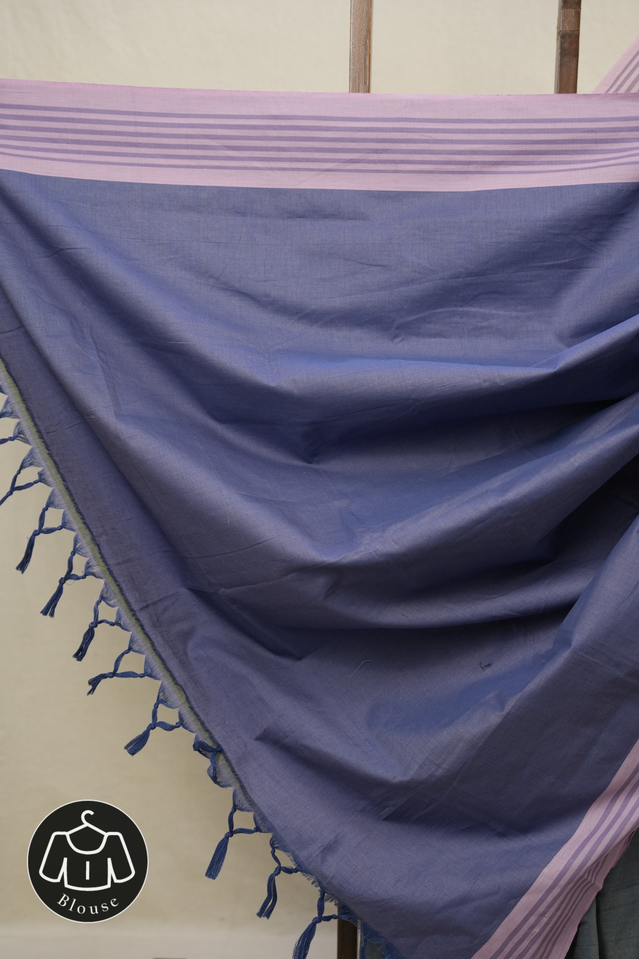 Two Tone Blue Plain Cotton Ilkal Saree - SRTTBPCIS786