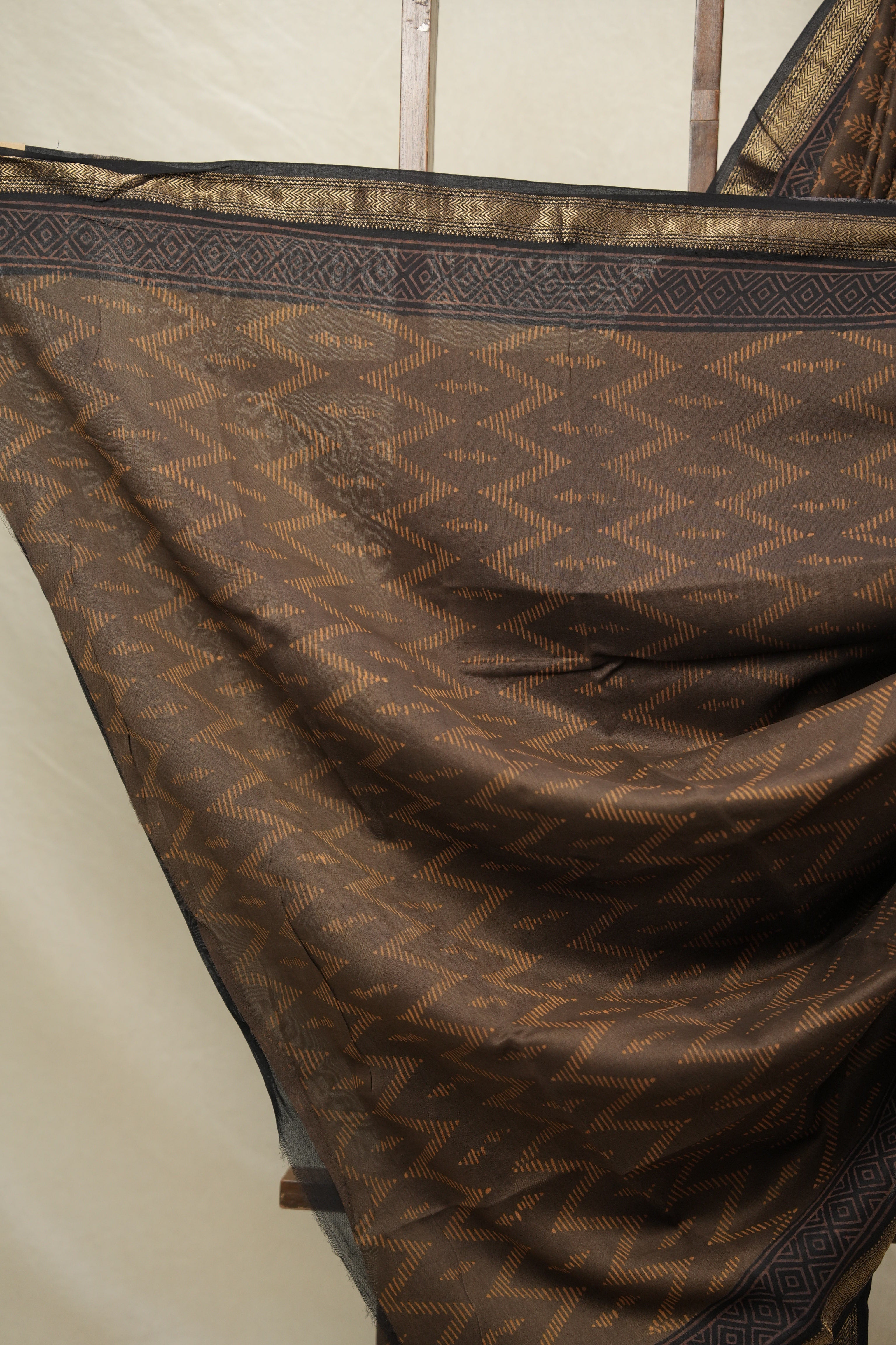 Moss Green HBP Cotton Silk Saree With Maheshwari Border - SRMGCSS1414