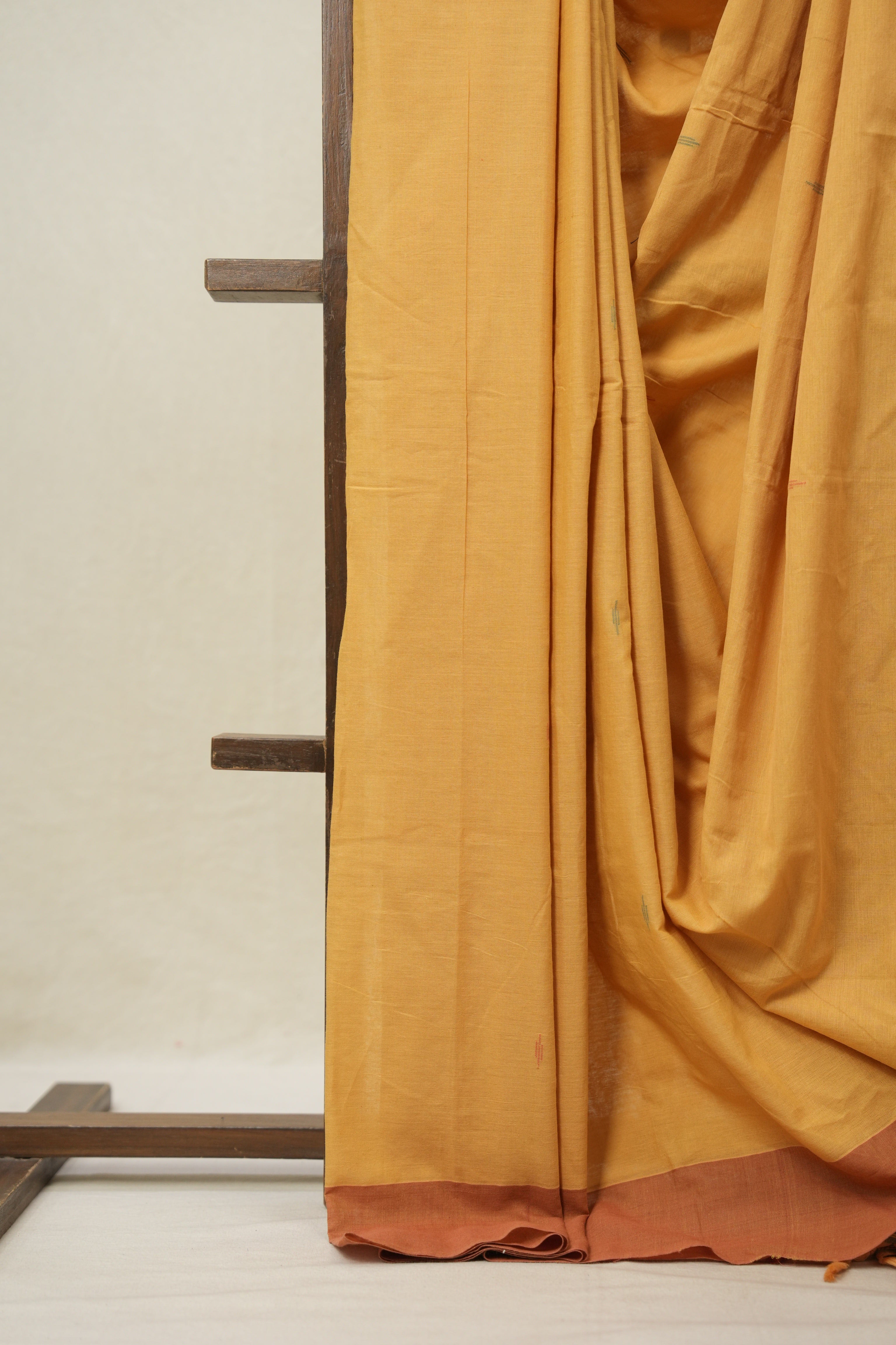 Ochre Yellow Plain Cotton Ilkal Saree - SROYPCIS788