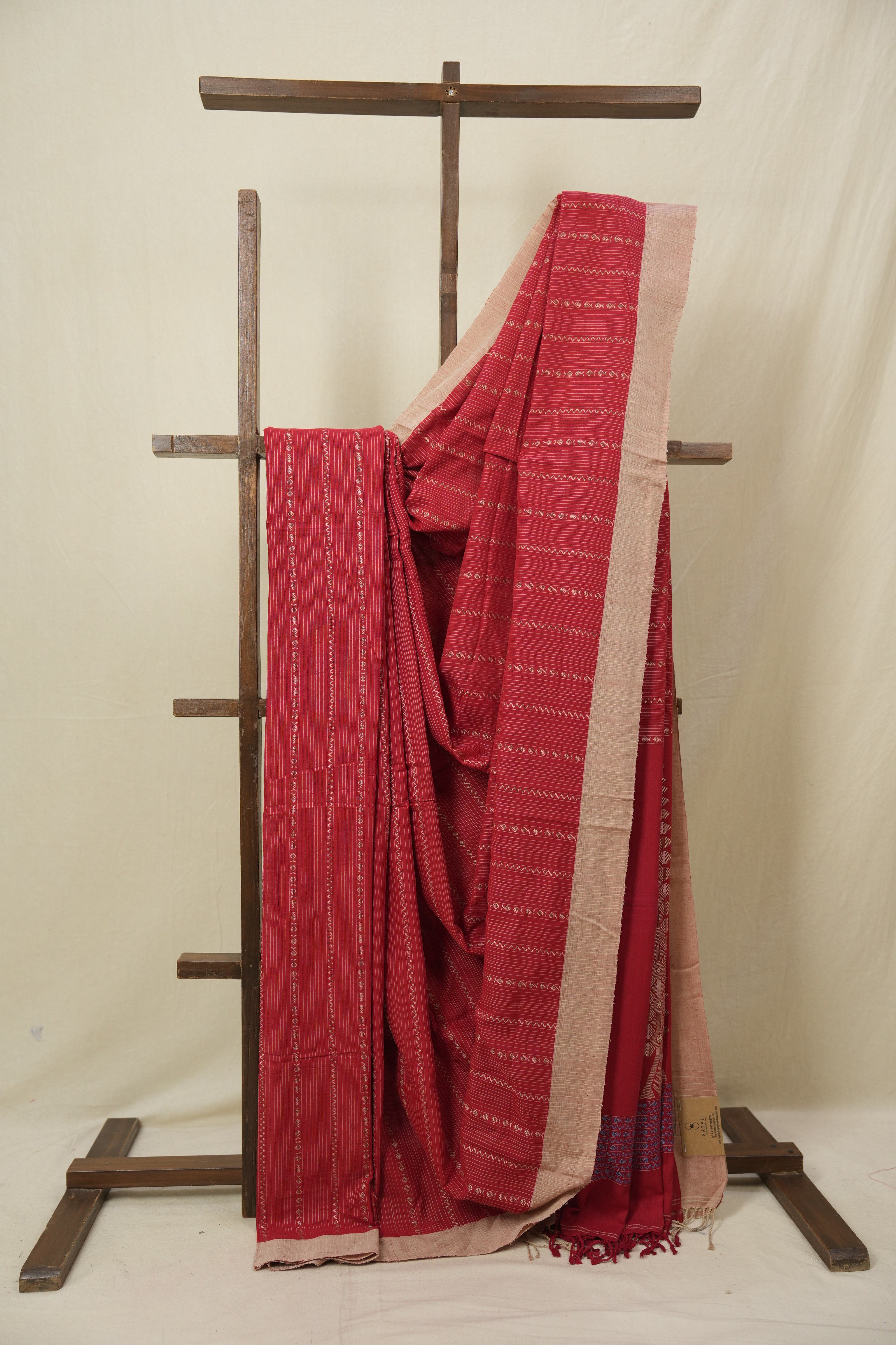 Red Bengal Cotton Saree - SRRBCS128