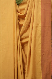 Ochre Yellow Plain Cotton Ilkal Saree - SROYPCIS788