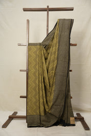 Olive Green HBP Cotton Saree - SROGCS2793