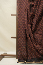 Maroon Brown HBP Cotton Silk Saree With Maheshwari Border - SRMBCSS1415