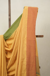 Ochre Yellow Plain Cotton Ilkal Saree - SROYPCIS788