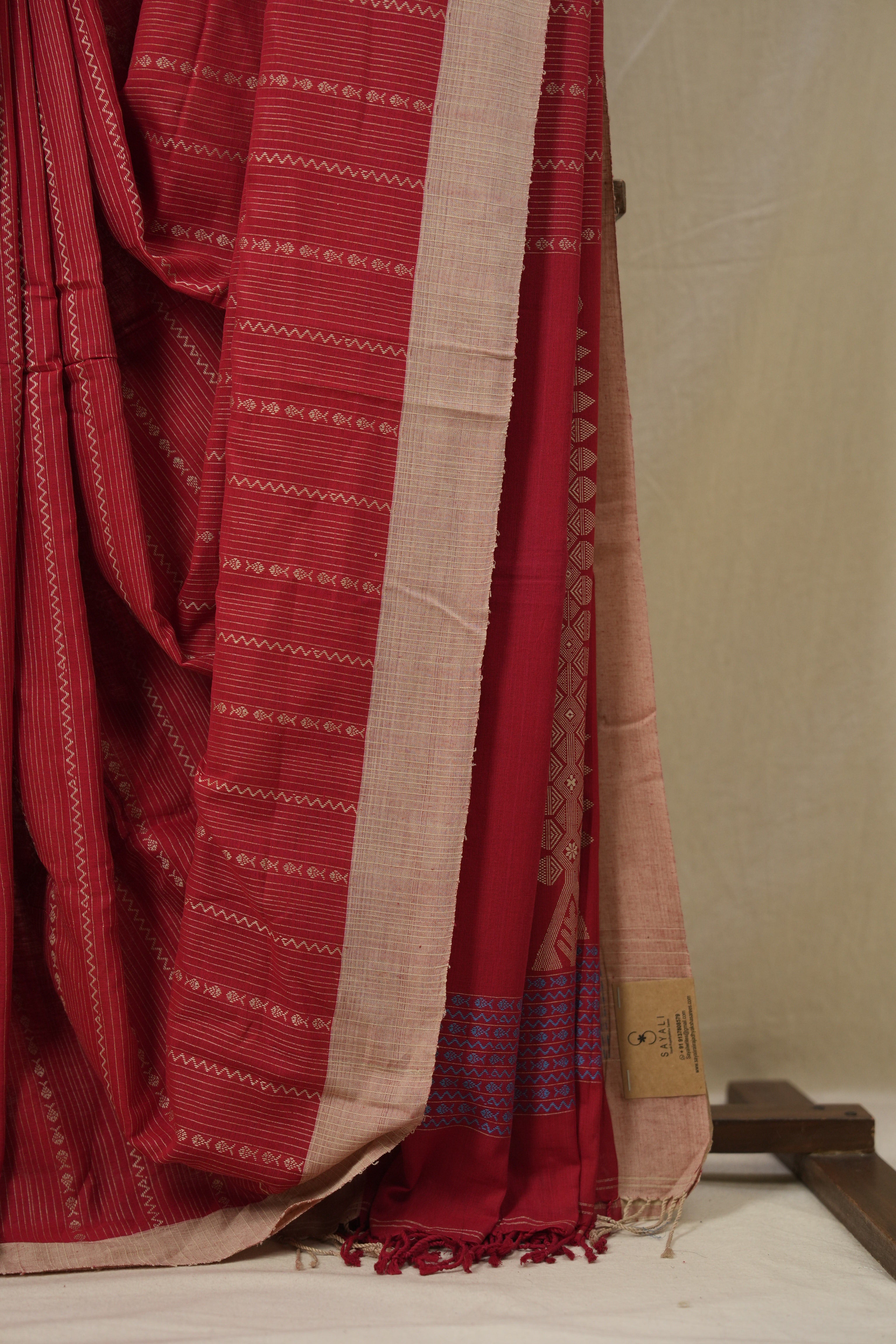 Red Bengal Cotton Saree - SRRBCS128
