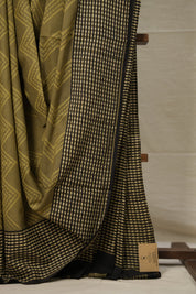 Olive Green HBP Cotton Saree - SROGCS2793