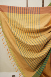 Ochre Yellow Plain Cotton Ilkal Saree - SROYPCIS788