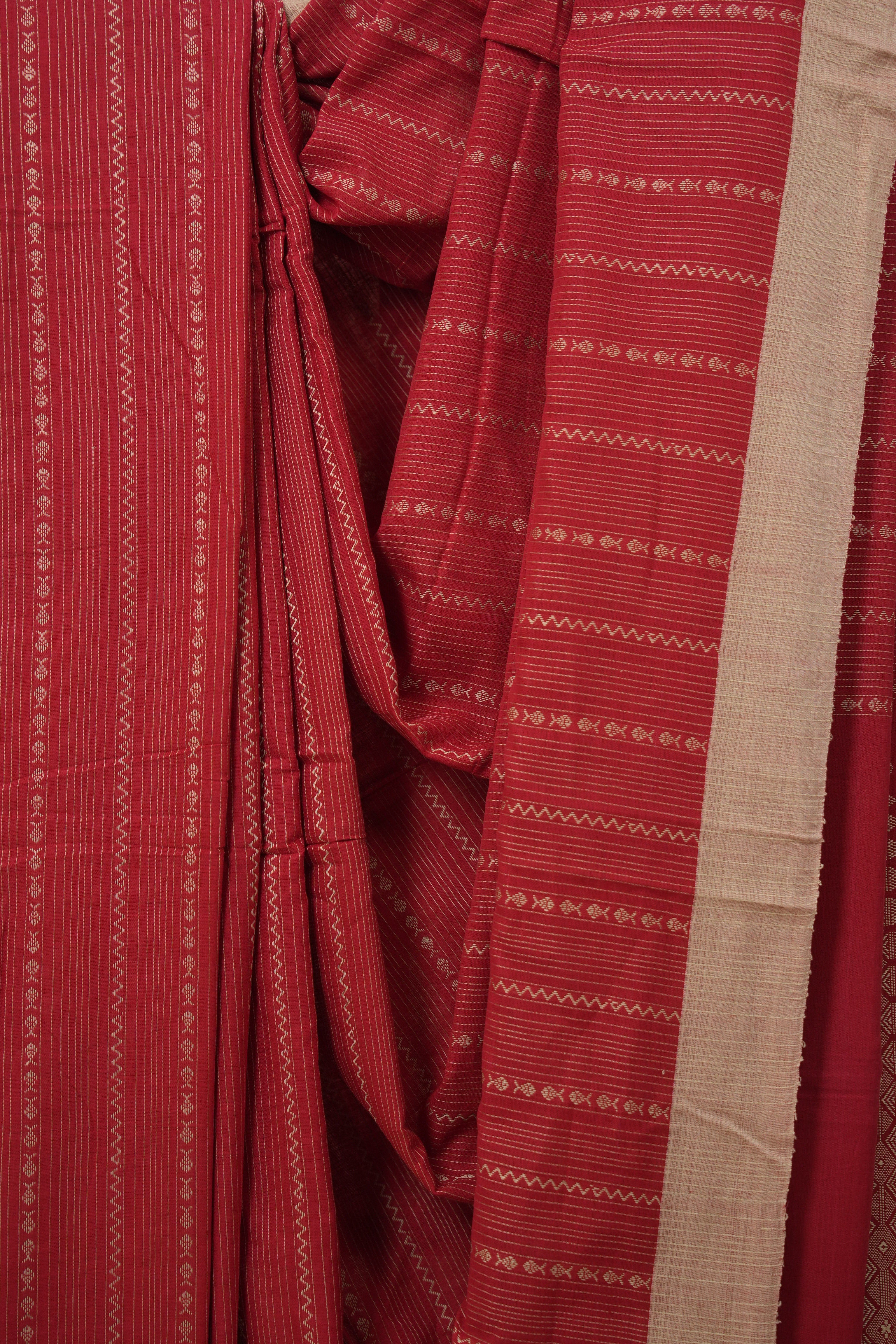 Red Bengal Cotton Saree - SRRBCS128