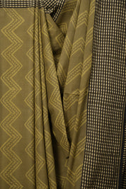 Olive Green HBP Cotton Saree - SROGCS2793