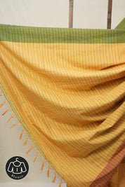 Ochre Yellow Plain Cotton Ilkal Saree - SROYPCIS788