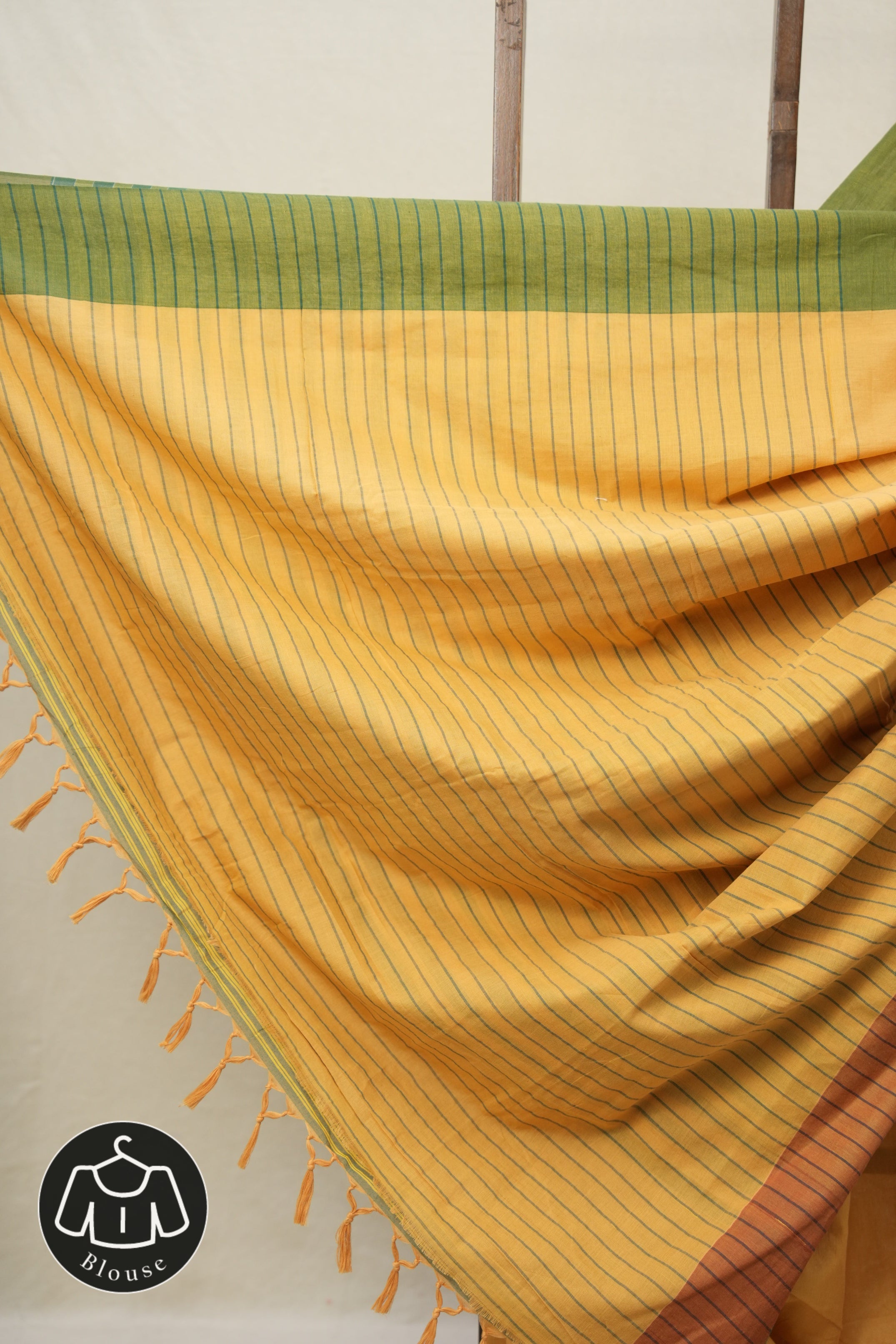 Ochre Yellow Plain Cotton Ilkal Saree - SROYPCIS788