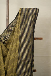 Olive Green HBP Cotton Saree - SROGCS2793