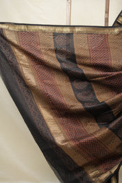 Maroon Brown HBP Cotton Silk Saree With Maheshwari Border - SRMBCSS1415