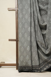 Ash Grey HBP Cotton Saree - SRAGCS2792