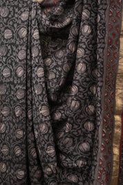 Black HBP Cotton Silk Saree With Maheshwari Border - SRBCSS1413